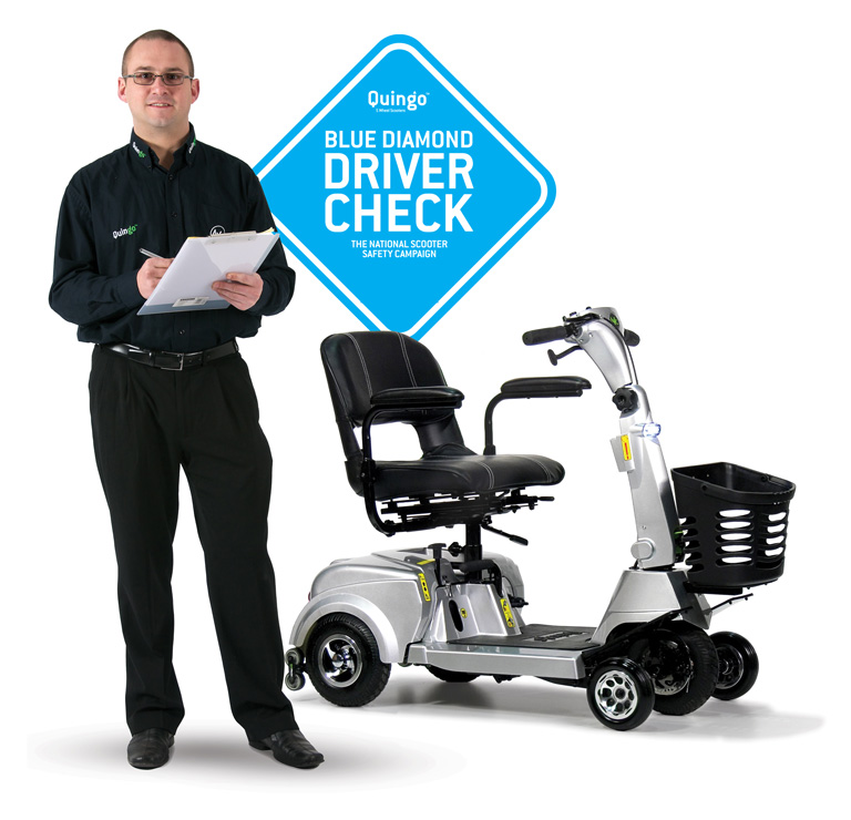 Blue Diamond Quingo mobility scooter driver safety check