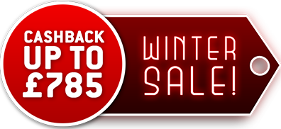 Winter sale with a cashback offer of up to £785 on the left