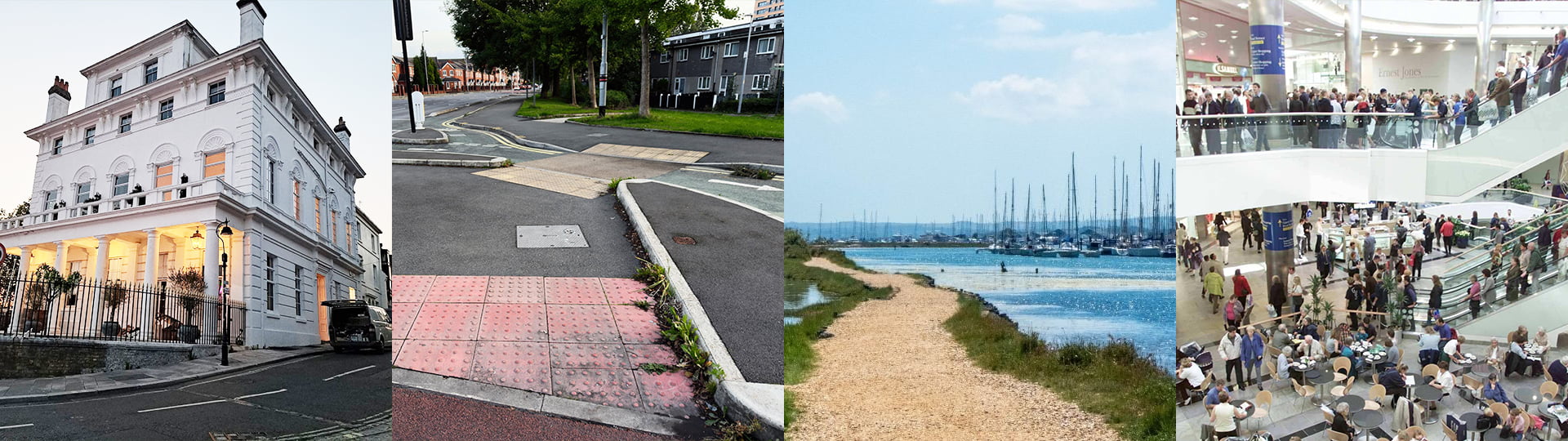 Four different types of terrain located within Southampton