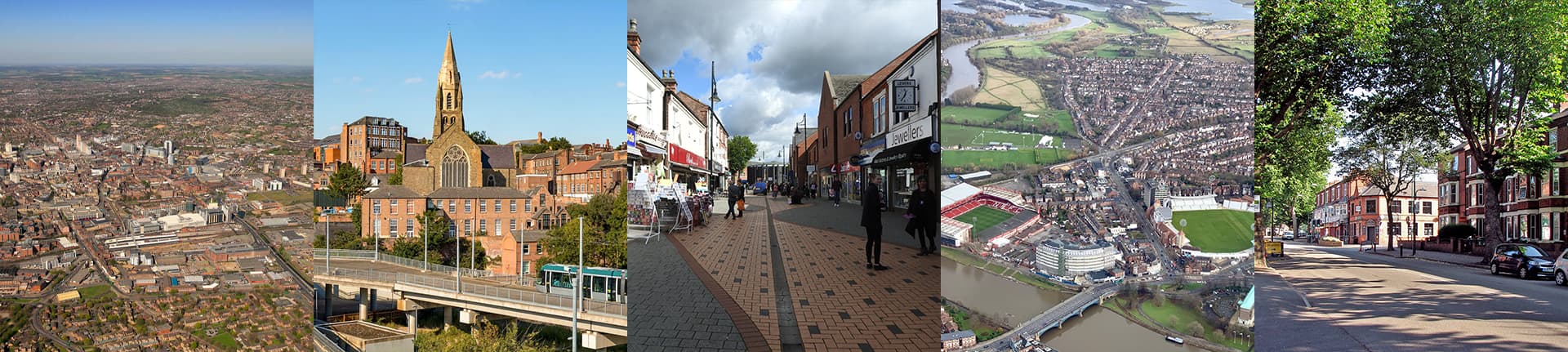 Four different areas located within Nottingham