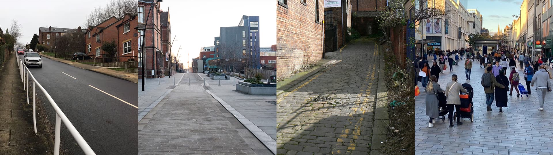 Four different types of terrain located within Sheffield