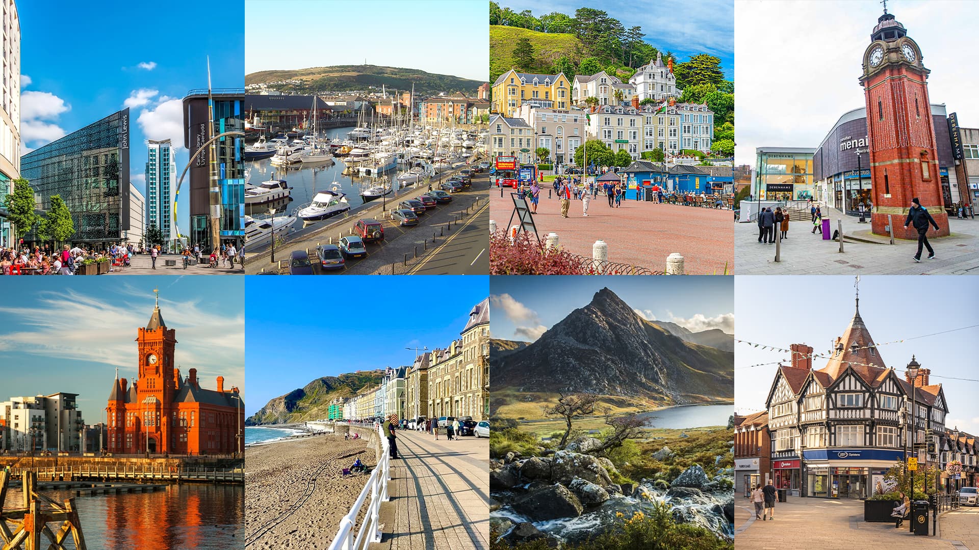 Four different types of terrain located within Wales