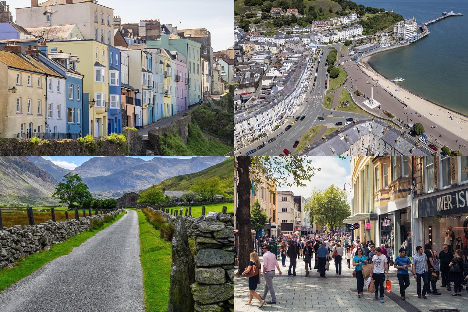 Eight different landmarks located within Wales