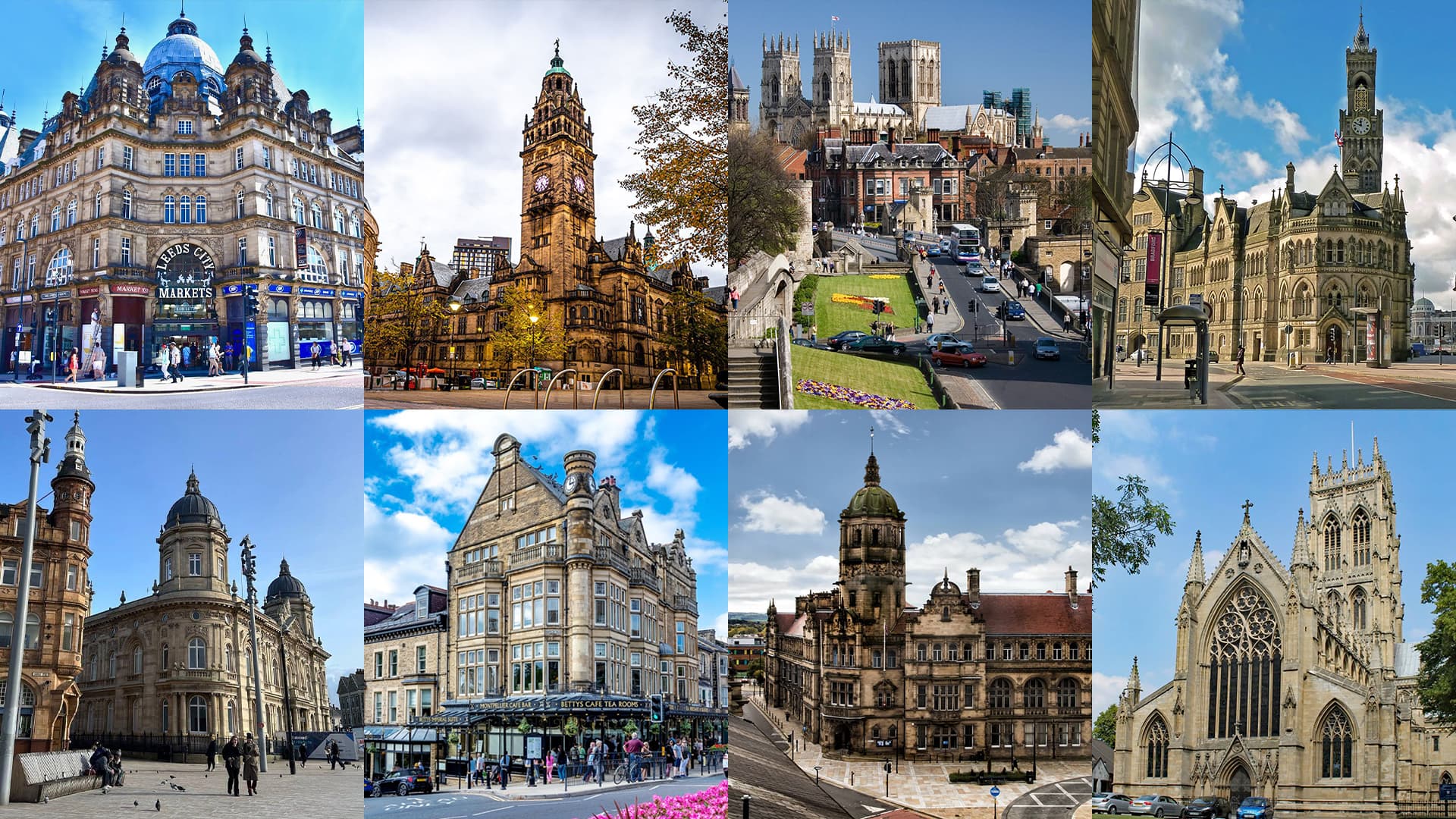 Eight different landmarks located within Yorkshire