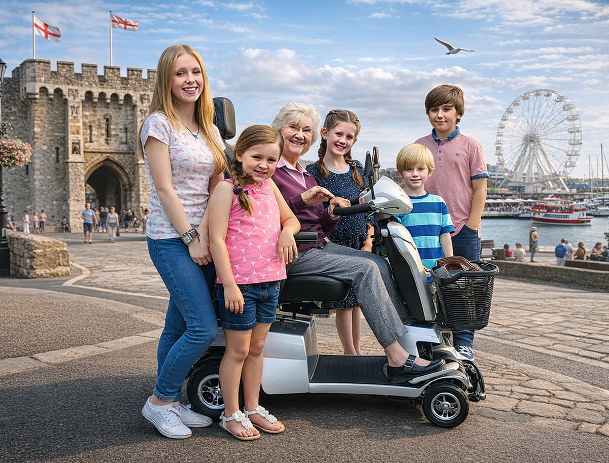 A family with a mobility scooter in Southampton